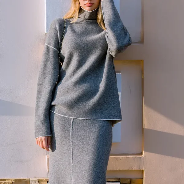 Women's Pure Cashmere Knit Set - Gray