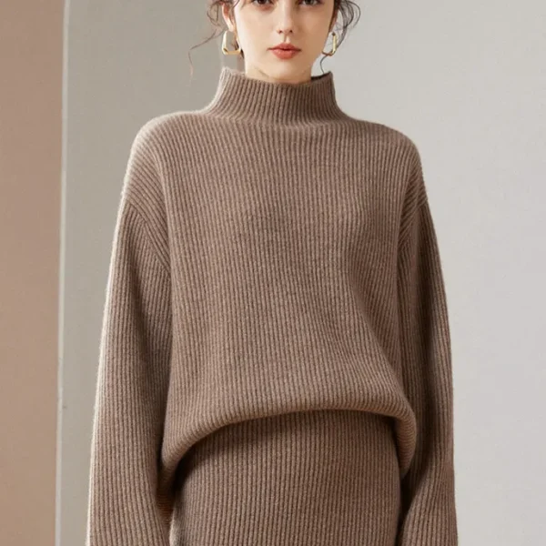 Women's Cashmere Sweater and Skirt Set- Classic